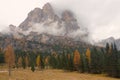 Tre Cime di Lavaredo seen from the famous Ã¢â¬ÅThree Peaks ViewÃ¢â¬ÂÃÂ situated near Lago di Landro.